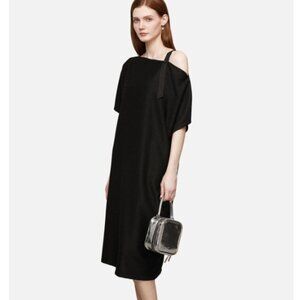 S.Deer Cold Shoulder Textured Dress, Small